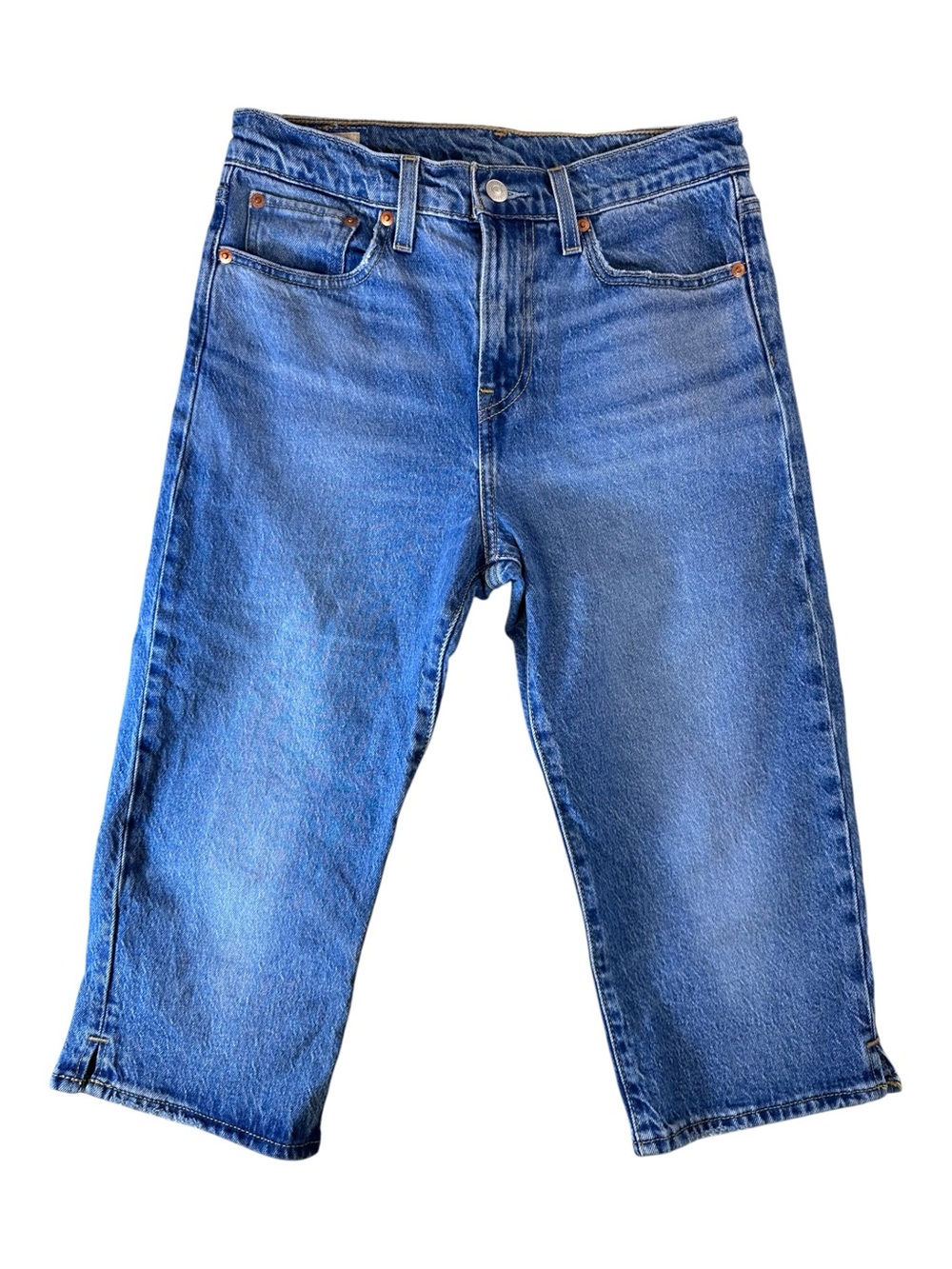 Levi's Wedgie Capri Jeans Next Saturday No Crease Medium Wash High Rise Size 28 - Picture 3 of 11
